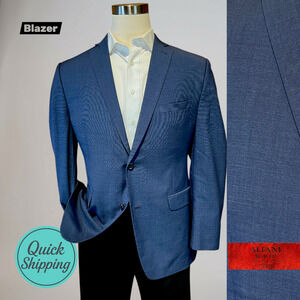 Alfani 40-42R Slim Royal Cobalt Blue Nailhead Casual Blazer Sport Suit Jacket
